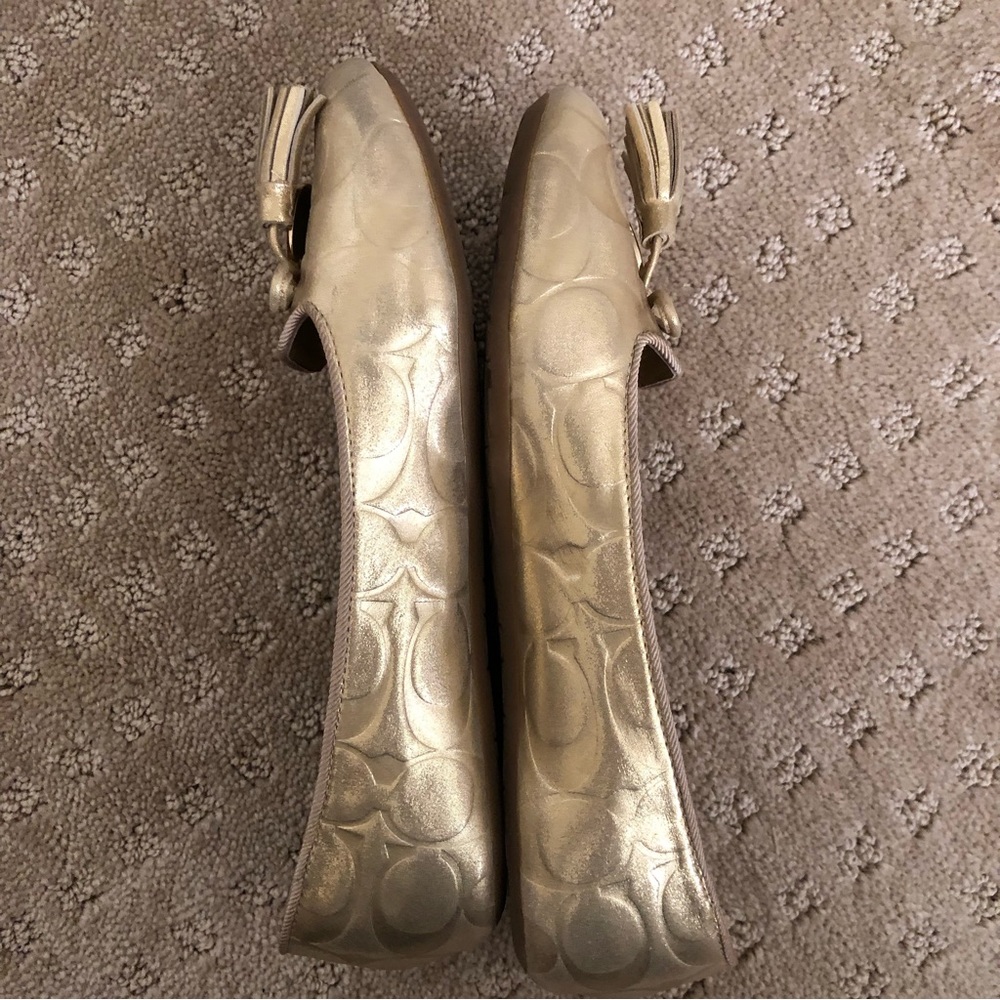 COACH Gold Leather Ballet Flats Size 6 - Picture 7 of 11